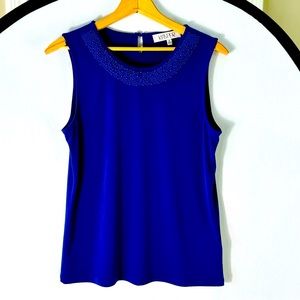 Kasper Blue Sleeveless Top - Size Small